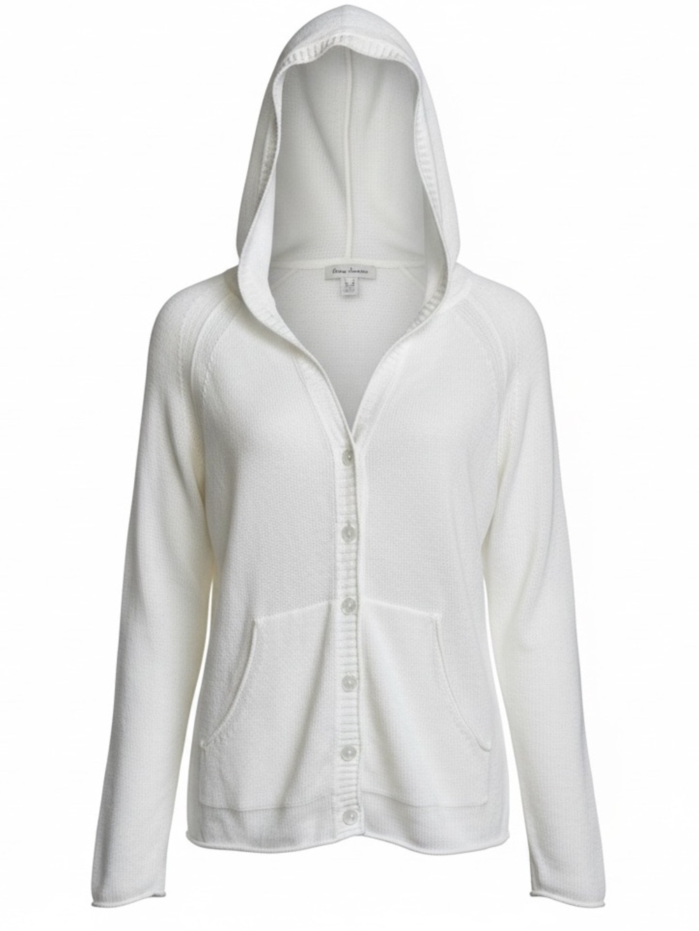 Tommy Bahama White Lea Knit 100% Linen Cardigan Hoodie Pockets Beachy Nautical